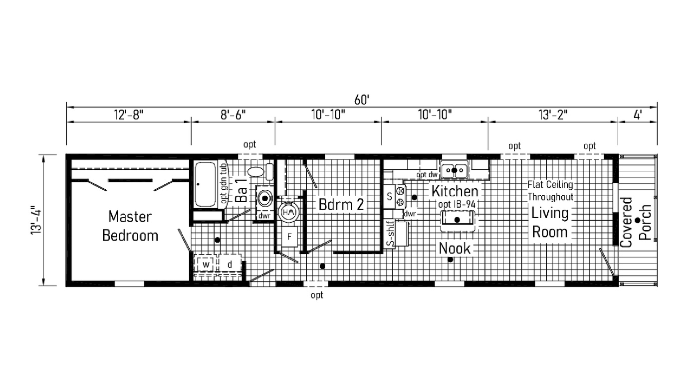 Camp 2-bedroom, 1-bathroom floorplan